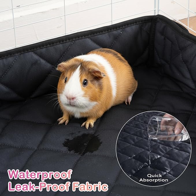 Quilted Guinea Pig Cage Liner, Reversible & Absorbent Bottom Base, Cage Liners for Small Animals, Hamster Chinchilla Hedgehog Ferret Rabbit. (Dark Grey-Quilted, 24" X 24")