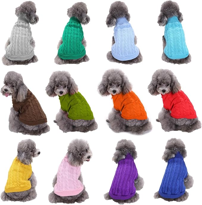 Dog Sweater for Small, Medium, Large Dogs - Warm Winter Turtleneck Pet Clothes for Cats and Puppies - Cute Christmas Coat for Girls and Boys