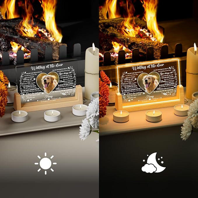 Bemaystar Personalized Pet Memorial Gifts - in Memory of Dog Night Lights, Custom Dog Memorial Gifts for Loss of Dog, Pet Loss Gifts, Memorial Plaques for Dogs, Pet Horizontal Memorial Gifts