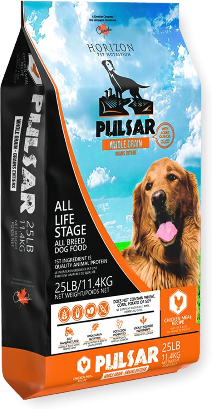 Pulsar Premium Whole Grain Dog Food | Chicken Formula | All Life Stage, Non GMO, Meat Dense Diet | 25 lb Bag