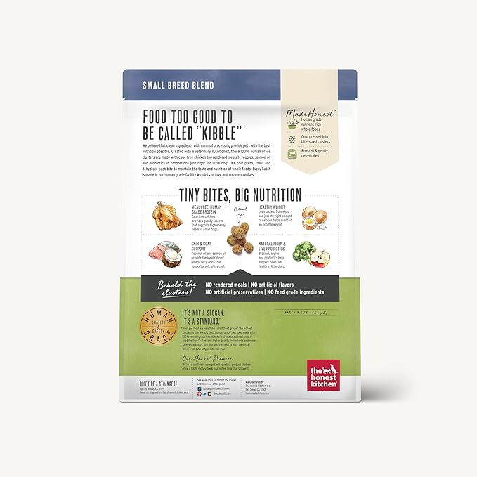 The Honest Kitchen Whole Food Clusters Small Breed Grain Free Chicken Dry Dog Food, 4 lb Bag