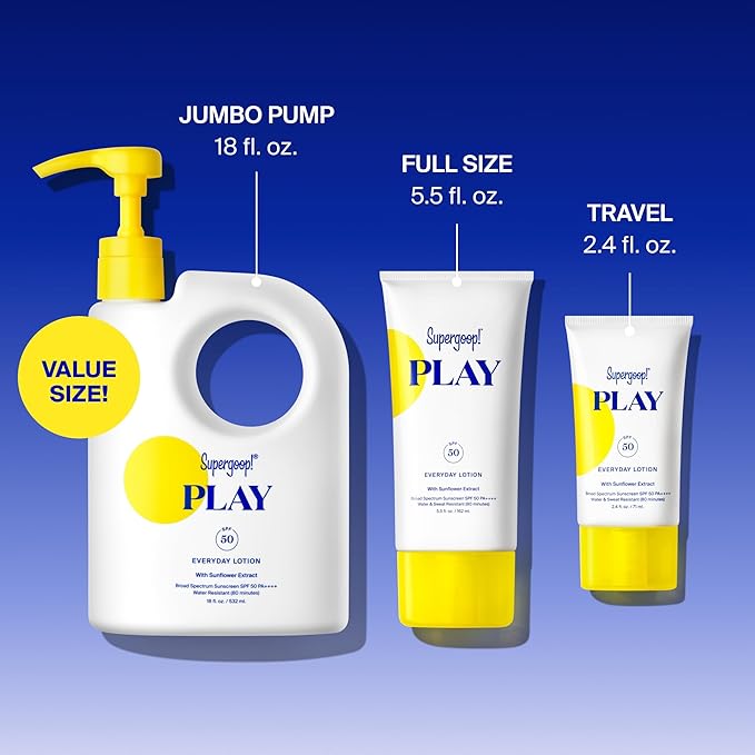 Supergoop! PLAY Everyday Lotion SPF 50 - Broad Spectrum Body & Face Sunscreen - Great for Active Days - Fast Absorbing, Water & Sweat Resistant - 5.5 fl oz - 2 Pack