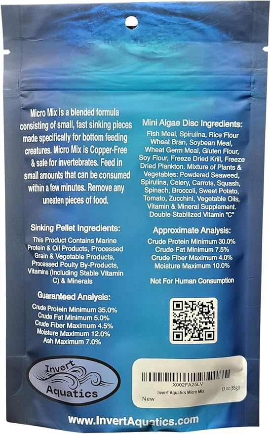 Micro Mix - Sinking Blended Diet for Snails, Shrimp & Bottom Feeding Fish (3 oz (85g))