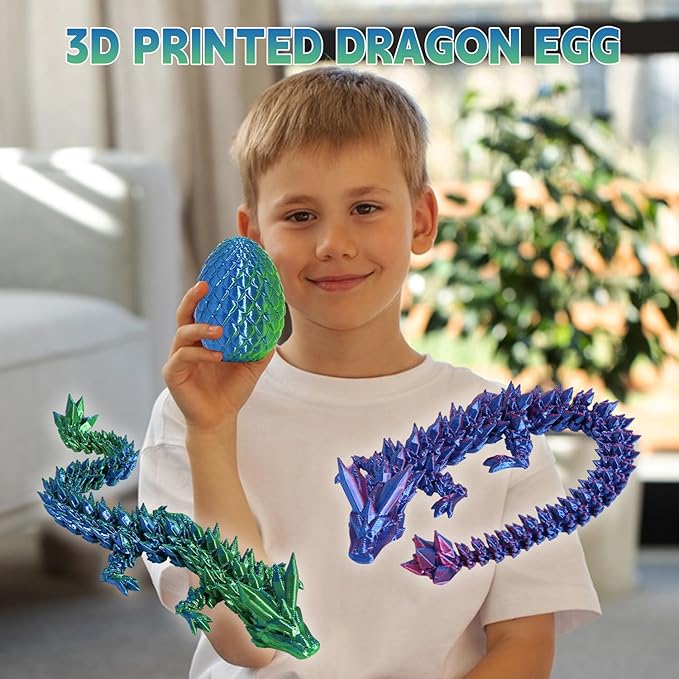 4PCS 3D Printed Dragon Egg Set,Crystal Animals Egg Fidget Toy with Dragon Inside Easter Halloween for Kids