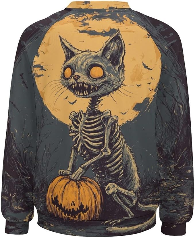 Halloween Sweatshirts for Women Black Cat Print Pullover Crewneck Oversized 2024 Fall Fashion Casual Warm Shirt