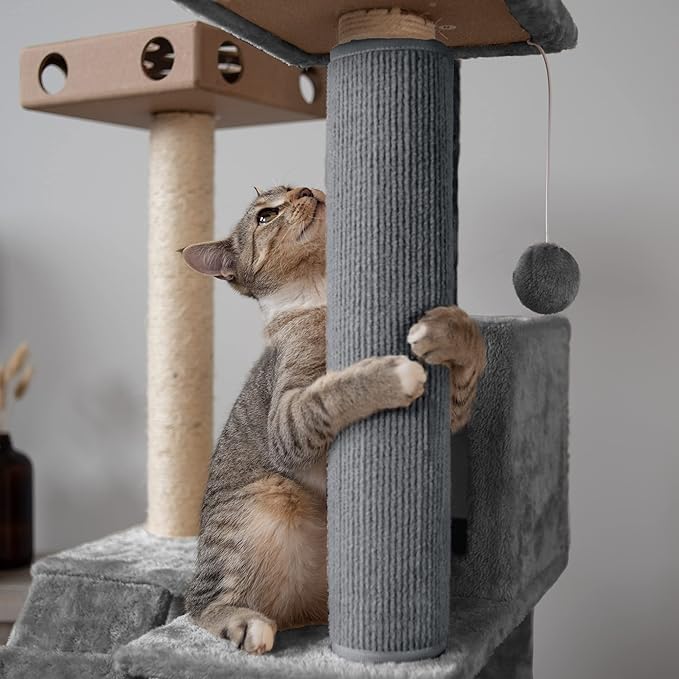 Furhaven Wrap Around Scratching Post Cover for Indoor Cats, Fits Posts Up to 3.5" Diameter, Durable & Less Mess - Tiger Tough Carpet Scratch Mat - Gray, Extra Large/XL (Pack of 3)