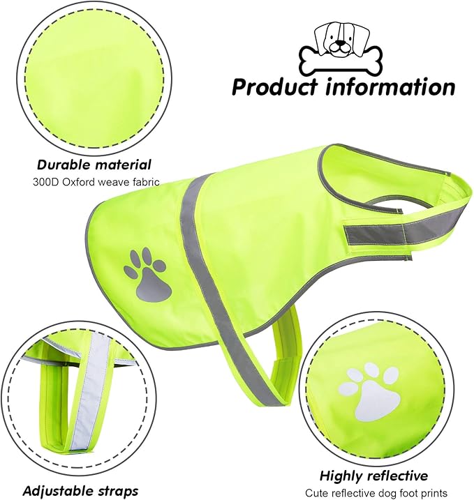 Geyoga 2 Pieces Dog Reflective Vest Adjustable Dog Safety Service Vest Pet High Visibility Apparel Pet Jacket Clothes Safeguard for Hunting Outdoor Walking Night(M,Blaze Orange, Fluorescent Yellow)