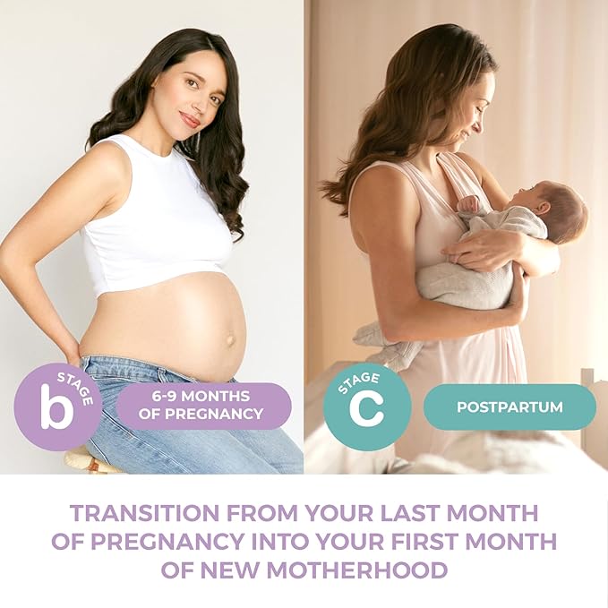 Leska Maternity Stages B & C Set | HYDRATE Belly Cream & RESTORE All-Over Toning Gel | Pregnant Moms Months 6-9 and Postpartum | Part of Complete 3-Part Maternity Skincare System (Set of 2, 4oz each)