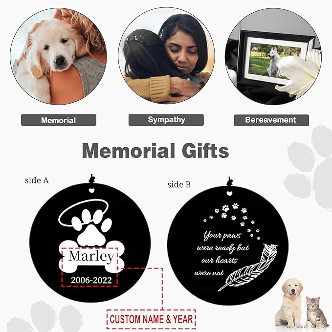 Personalized Memorial Dogs Wind Chimes for Loss Pets, Sympathy Gifts for Pet Passing Away Rememberance, Bereavement Gifts for a Grieving Pet Owner