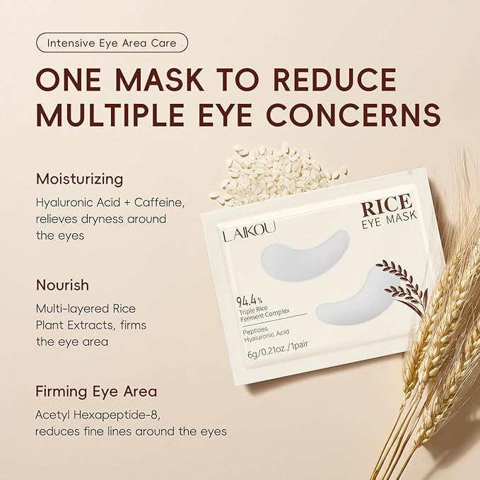 LAIKOU Korean Skin Care, Skin Care Set, Solid Shampoo, Eye Mask, Overnight Mask with Rice Cleanser, Toner, Eye Cream, Glow Serum,Cream for Women Teen Girls Mom Daughter Mother's Day Christmas Birthday
