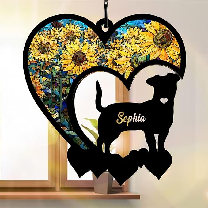 Nazenti Personalized Dog Memorial Suncatcher - Custom Pet Sympathy Gift for Dog Lovers - Christmas Tree Ornament