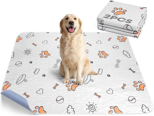 Washable Pee Pads for Dogs, 2 Pack Large 34"x36" Super Absorbent Reusable Puppy Pads Pet Training Pads, 100% Waterproof Non-Slip Puppy Pee Pad Whelping Dog Playpen Crate Mat for Potty, Cage Pads