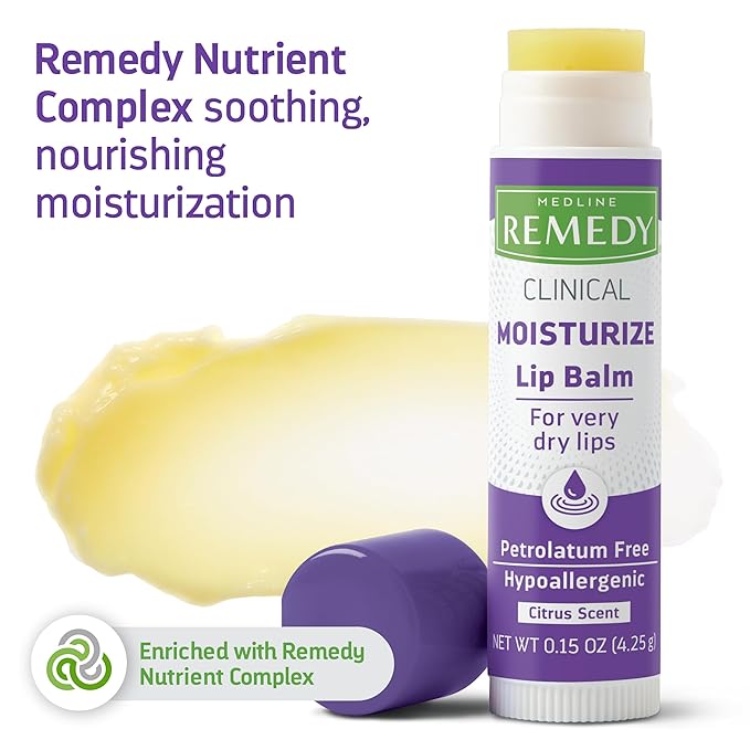Medline Remedy Clinical Lip Balm, Citrus Scent, Moisturizing, Hydrating, Nourish, Nutrient Rich, Soothing Natural Oils, Revitalize, Comforting, Skin Conditioners, 0.15 oz Stick (Pack of 6)