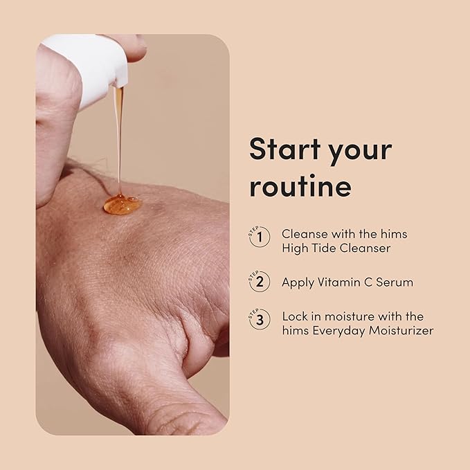 hims Vitamin C Serum for Men - Brighten Skin Tone, Balance Complexion - Highly Concentrated, Lightweight Vitamin C Facial Serum - Vegan, Cruelty-Free, No Parabens - Citrus Scent, (1oz)