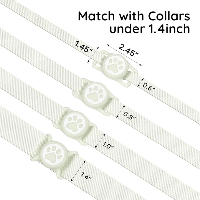 for Airtag Dog Collar Holder, Dog Airtag Holder Waterproof, Lightweight & Soft Silicone Air Tag Case for Pet Collars, Works with Multiple Tracker Tag Products (Luminous, 1 Pack)