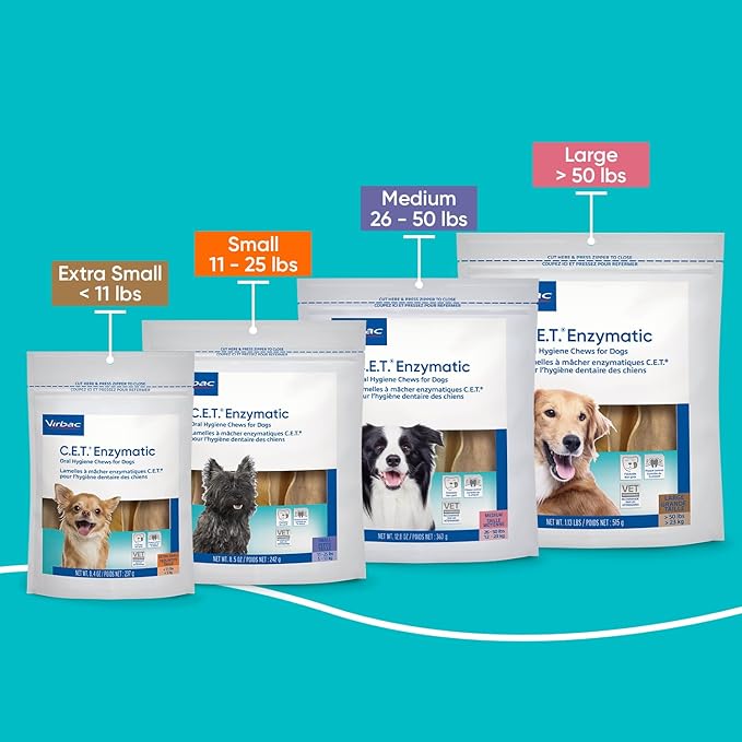 Virbac C.E.T. Enzymatic Oral Hygiene Chews for Dogs Beef 8.4 Ounces