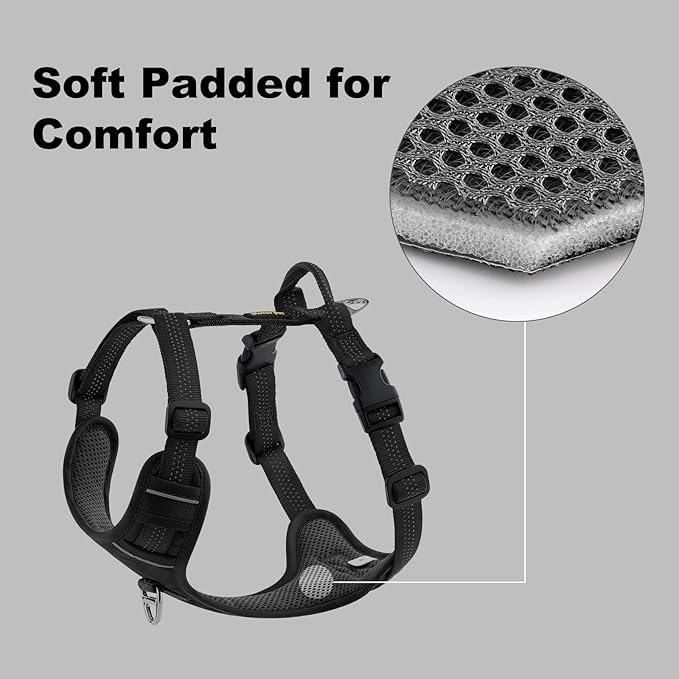 Plutus Pet No Pull Dog Harness, Reflective Adjustable Dog Vest Harness with Handle, Escape Proof, Soft Padded for Small Medium Large Dogs (Black, XL)