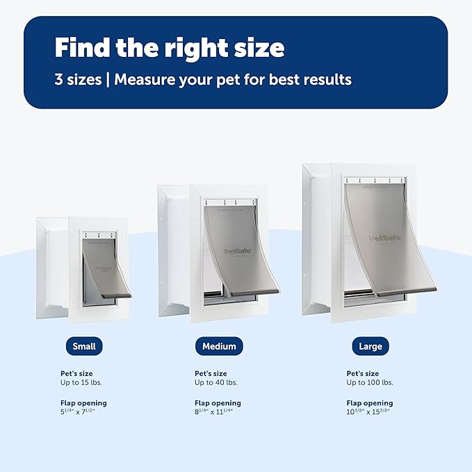PetSafe Wall Entry Pet Door - Rust-Free Telescoping Frame - Easy Install for Interior & Exterior Walls 4 3/4" - 7" Thick - Small - for Pets Up to 15 Lb