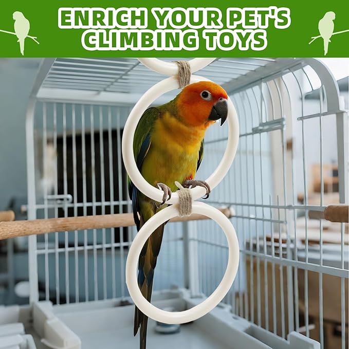 2 PCS Reptile Climbing Loops, Snake Climbing Rings, Snake Tank Accessories for Ball Python & Corn Snake-Terrarium Enrichment Toys for Snake, Iguana, Chameleon, Parrot, Lizard (White)