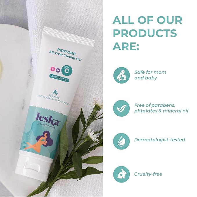 Leska Maternity Post-Pregnancy Gel | STAGE C: RESTORE All-Over Toning Gel (Postpartum) | Part of a Complete 3-Stage Pregnancy Skincare System | New Mom Gifts (4oz)