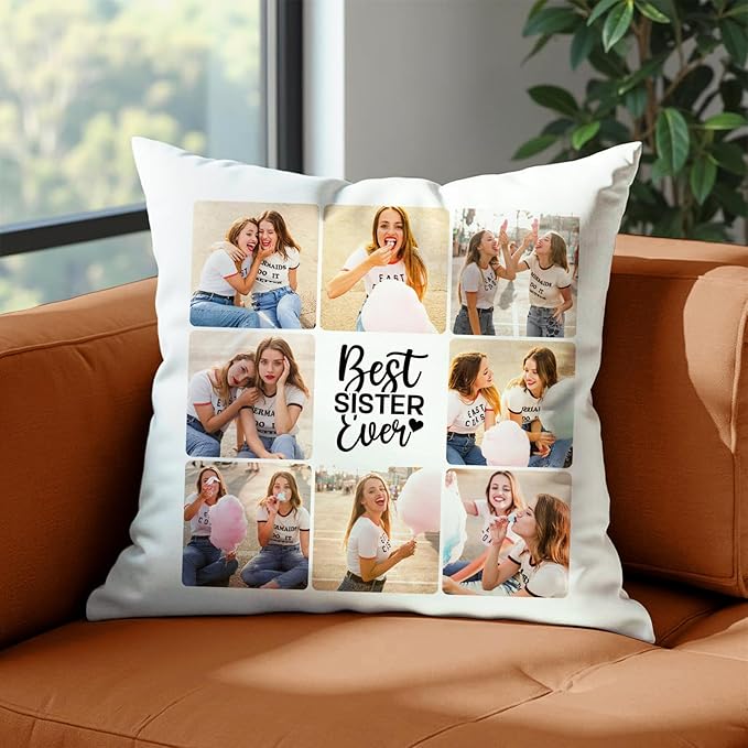 Custom Pillow with Picture & Text - Include Insert, Personalized Photo Pillow Double-Sided Printing | 5 Sizes & 10 Colors Optional, Customized Pillow Gifts for Best Friend