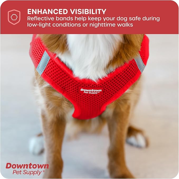 Downtown Pet Supply Step in Dog Harness No Pull, X-Large, Red - Adjustable Harness with Padded Mesh Fabric and Reflective Trim - Buckle Strap Harness for Dogs