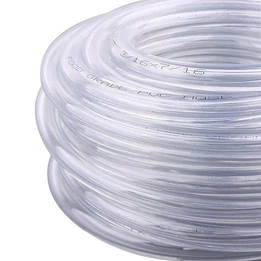 DERNORD PVC Tubing 3/16"ID X 7/16"OD Flexible Clear Vinyl Hose 25 Feet for Food Grade