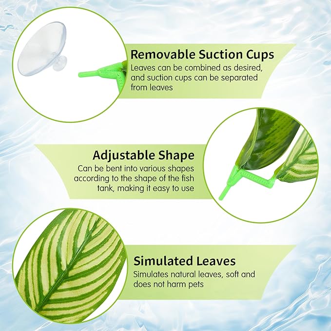Hamiledyi 5 PCS Betta Hammock & Tunnel Set Acrylic Tube Tunnel with Suction Cup Soft Leaf Aquarium Decor Betta Fish Tank Accessories for Small Fish Shrimp Guppy Resting Hiding