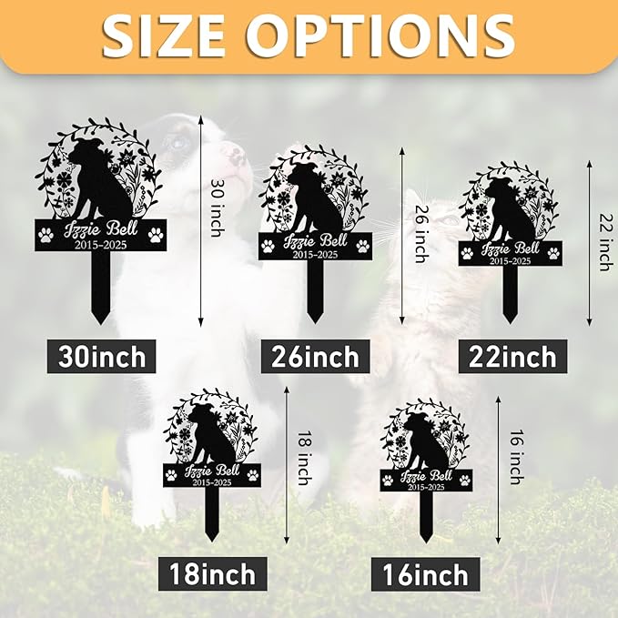 Personalized Pet Graves Marker Dog, Custom Pet Headstone, Waterproof Memorial Plaques for Outdoor, Metal Cemetery Markers Yard Decor, Memorial Garden Stakes, Loss of Dog Sympathy Gift Color09