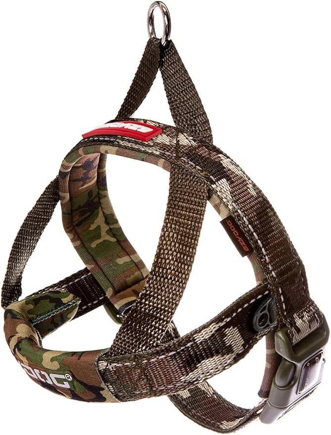 EzyDog Quick Fit Dog Harness – No Pull Harness for Training, Everyday Walking, and Easy Control - Adjustable Fit, Reflective, and Padded (Small, Green Camo)