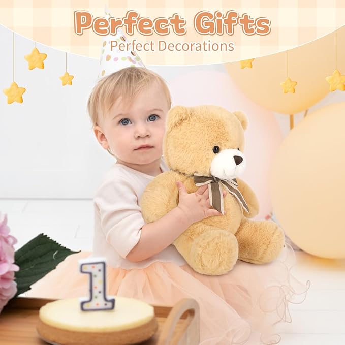 Tezituor Bulk Teddy Bears for Baby Shower, 10Pcs Teddy Bear Stuffed Animal Bulk, 12" Stuffed Bear Plush Toy for Wedding Birthday Christmas Party Decorations