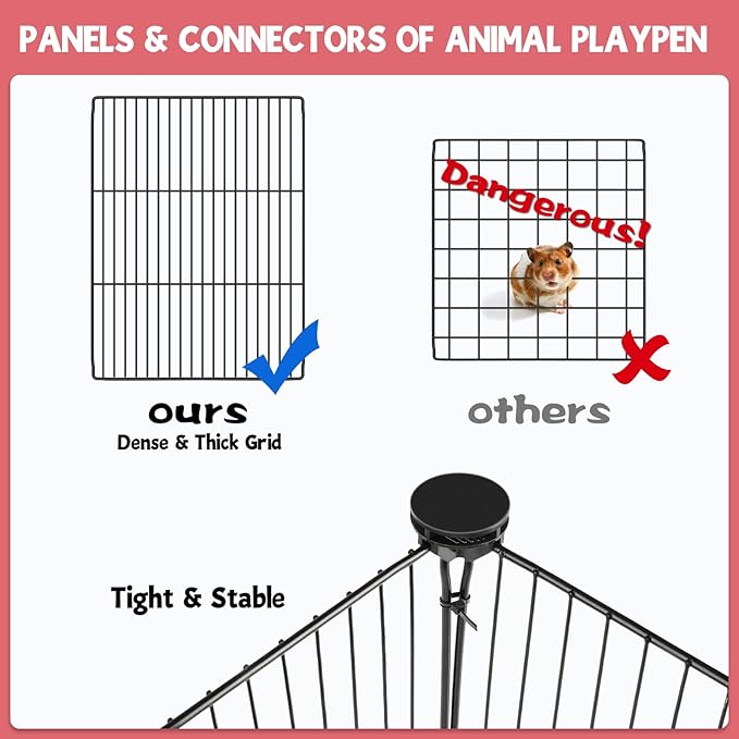 32 Panels Small Animal Playpen,47.5" x 23.7" x 31.5" Pet Playpen with Upgrade Waterproof Mat,C&C Cage for Guinea Pigs, Rabbit/Bunny Cage, Bunny/Puppy Play Pen, Indoor Outdoor Portable Metal Fence