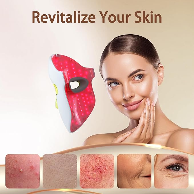 Red Light Therapy for Face Mask – LED Face Mask Light Therapy with Red Blue LED and Infrared Light, Anti-Aging, Blemish Repair Treatment