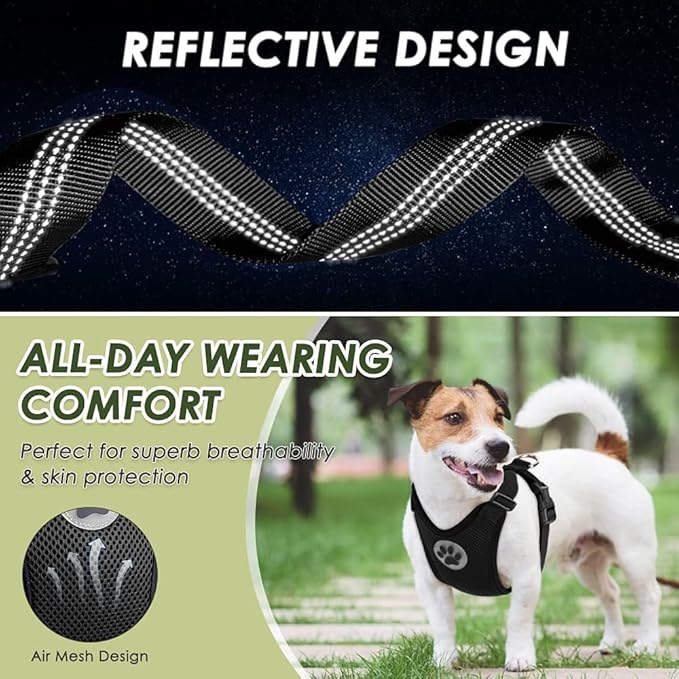 Lukovee Dog Seat Belt for Car, Adjustable Dog Car Harness for Large Medium Small Dogs, Soft Padded & Breathable Mesh Dog Seatbelt with Car Vehicle Connector Strap (Black Double Clip,Small)