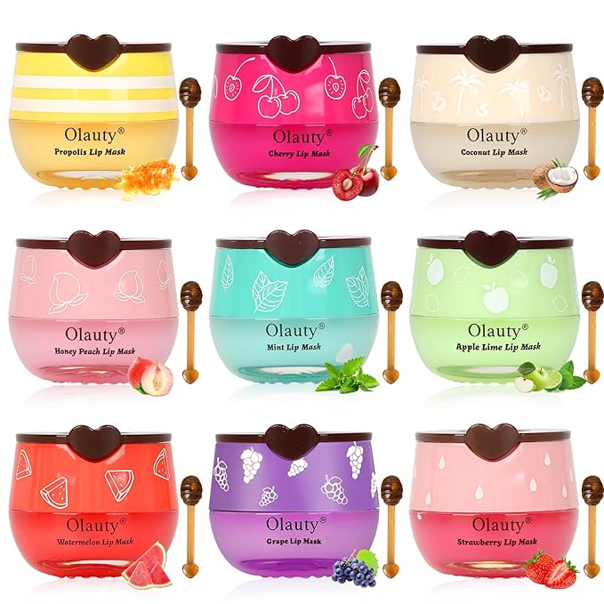 9 PCS Bee Lip Balm Lip Mask Honey Pot, Birthday Gifts for Her,Honey Lip Balm Bulk Mothers Day Gifts Lip Sleeping Mask Nourishing Overnight Lip Treatment,Lip Moisturizer Balm Preventing Dry,Cracked