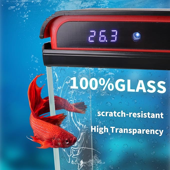 Betta Fish Tank, 10 Gallon Fish Tank Glass Small Aquarium Starter Kits Self Cleaning with 3 Types of LED Lights and Filter Water Pump, Ultra Quiet Decoration Kids Room Gift