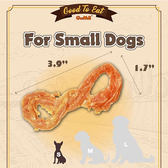 Gootoe Turkey Tendons for Dogs – All-Natural, Hypoallergenic Dog Treats, Rawhide Alternative, Long Lasting Puppy Chews, Healthy Dog Treats for Small Breeds, Rope (S), 16 oz Pack (1 lb)