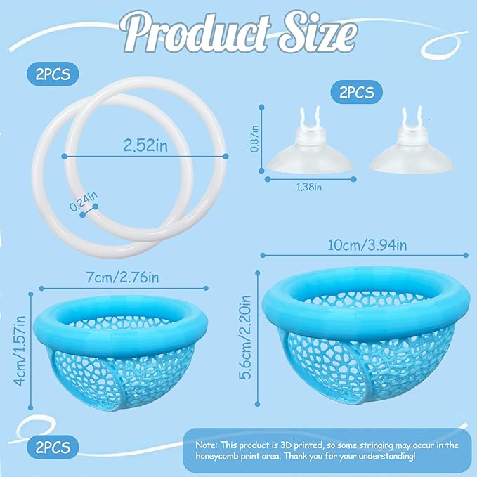 CAIJ Betta Exercise Ring & Floating Hammock Set, Aquarium Betta Fish Training and Feeding Rings, Multi-Functional Floating Resting Bed, Decorative Accessories for Small Fish Tanks Blue