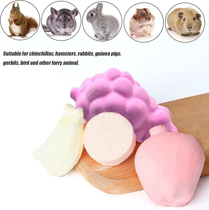 Tfwadmx Lava Block Chew Toys Teeth Grinding Pet Lava Block Calcium Stone for Chinchilla Hamster Mouse Squirrels and Small pet 4 Pack