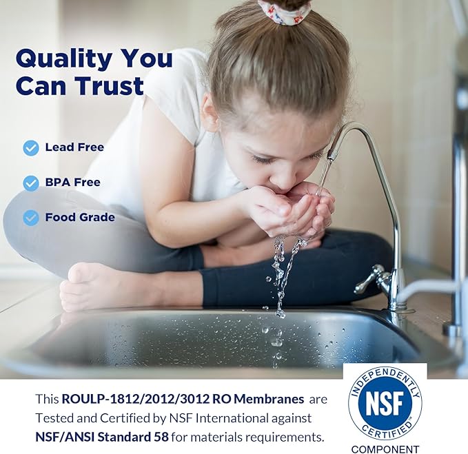 Membrane Solutions RO Membrane, 50 GPD Reverse Osmosis Membrane Replacement with Housing, Wrench, 1/4" Quick-Connect Fittings, Check Valve for Water Filter Purifier