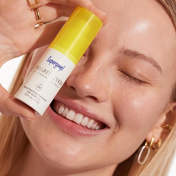 Supergoop! Bright-Eyed Mineral Eye Cream - 0.5 fl oz, Pack of 2 - SPF 40 PA+++ Hydrating & Illuminating Mineral Sunscreen - Under Eye Cream for Dark Circles & Puffiness - Revives Tired Eyes