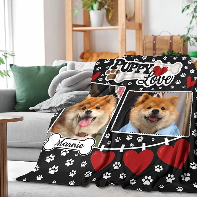 Pet Memorial Blanket Gift - Personalized Dog Memorial Blankets, Pet Sympathy Gifts for Loss of Dogs for Pets Lovers, Dog Bereavement Passing Away Gift, Custom Dogs Blanket (C)