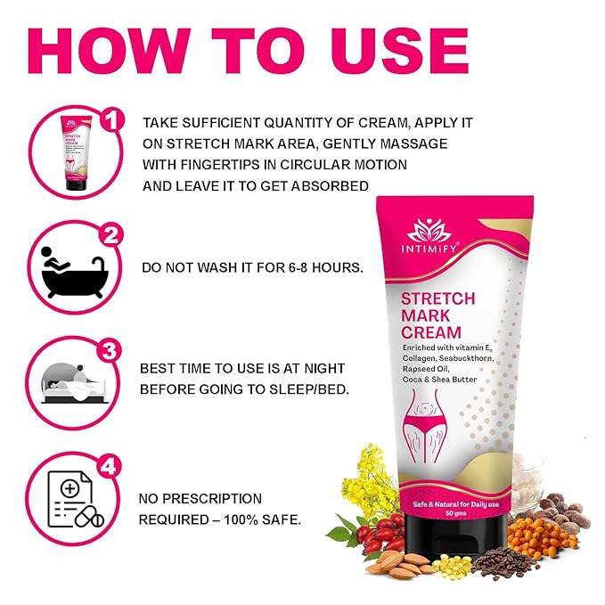 INTIIMIFY'S Stretch Mark Removal Cream for Women, Maternity Skin Care Lotion for Pregnancy & Postpartum, Reduces Marks & Scars – 50g (Pack of 1)