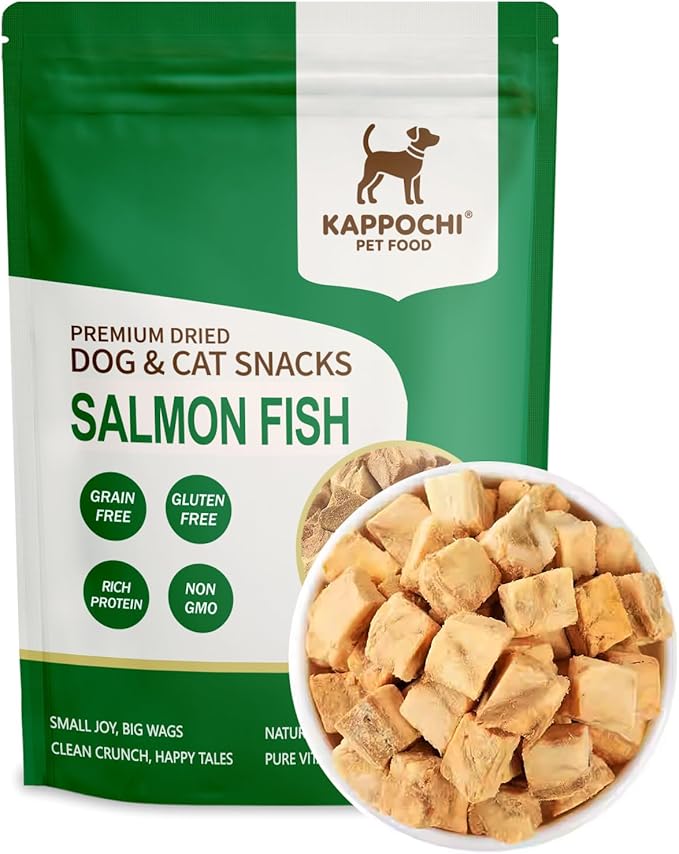 Freeze Dried Salmon Cat Dog Treats, 3.5oz(100.0g), 100% Single Ingredient High Protein Training Treats, Rich in Omega, Natural & Raw, No Additives, Grain Free, Gluten Free