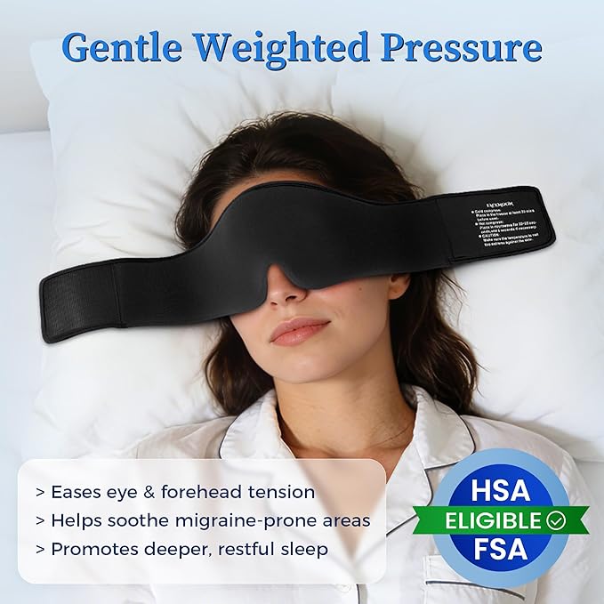 Migraine Relief Gel Eye Mask：FSA/HSA Eligible Cold Compress for Puffy Eyes, Headache & Surgery Recovery – Reusable Cooling Sleep Mask, Eye Care – Soft Ice Pack for Tension and Stress Relief (Black)