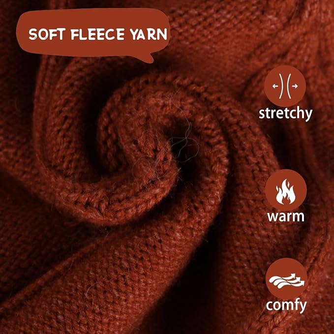 DELIFUR Long Sleeve Sweater - Knitted Turtleneck Knitwear Warm Coat With Classic Cable Fall Winter Clothes for Small Dogs (Brick Red, Large)
