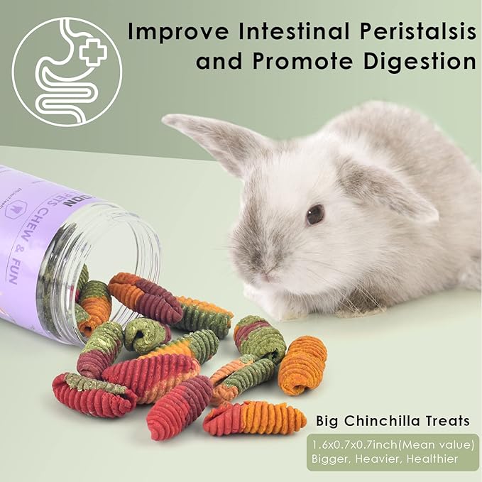 ERKOON Chinchilla Treats, Timothy Grass Chew Toys for Teeth for Rabbit Guinea Pig Gerbil Rat Dwarf Hamster (Large Size-1 Pack)