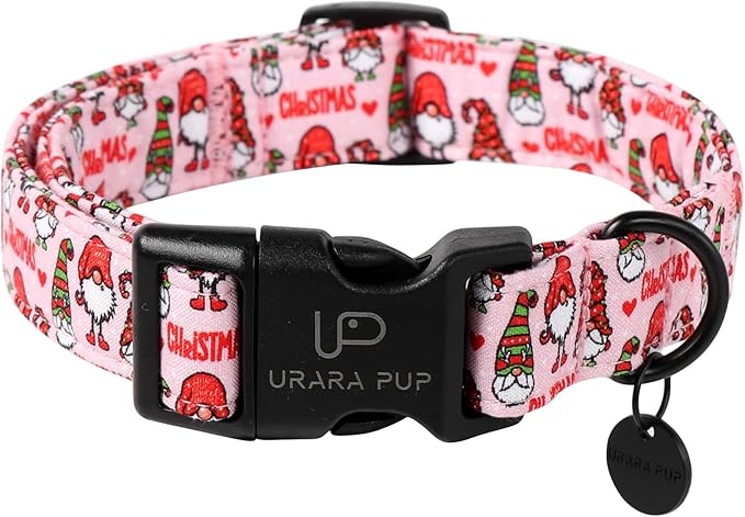 Christmas Dog Collar, Cotton Pink Christmas Collar for Medium Girl Boy Dog, Comfortable Dogs Collars with Durable Buckle, Adorable Pet Collars, XS, Neck 8-12in