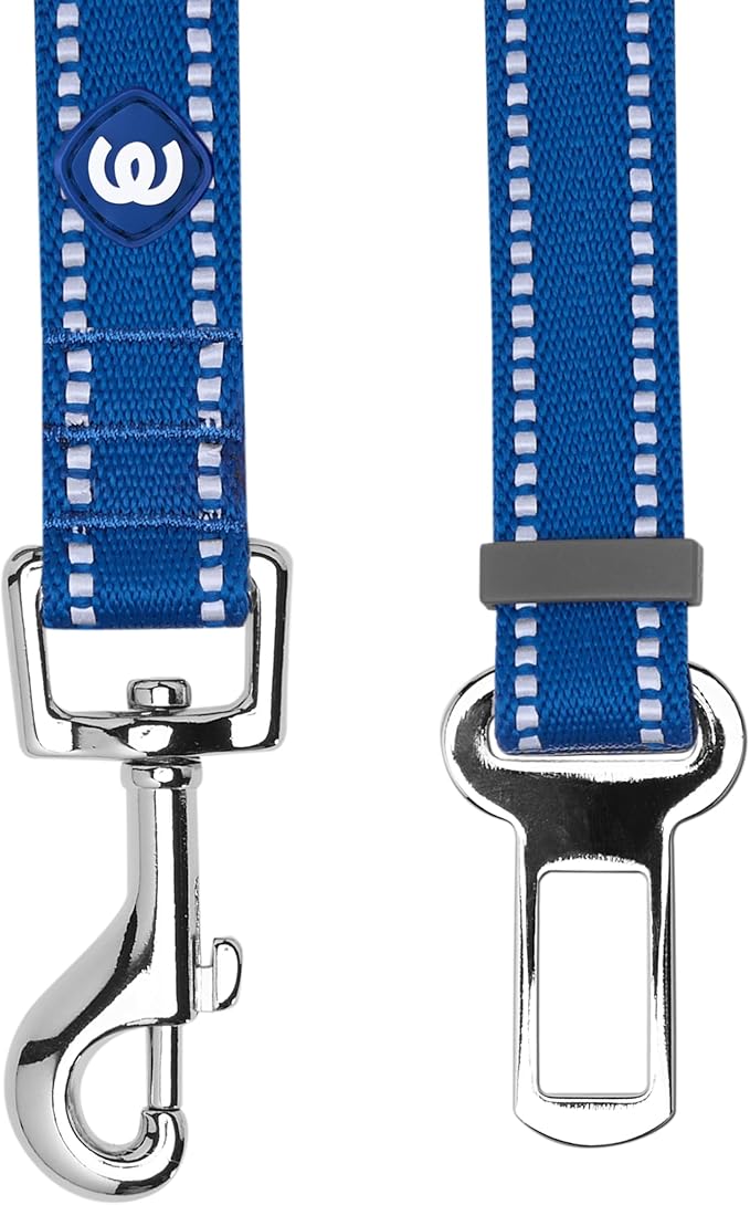 Blueberry Pet Pastel Colored Reflective Dog Harness with Seatbelt Clip – Adjustable No-Pull Pet Vest for Walking and Car Safety, Small Size in Navy Blue