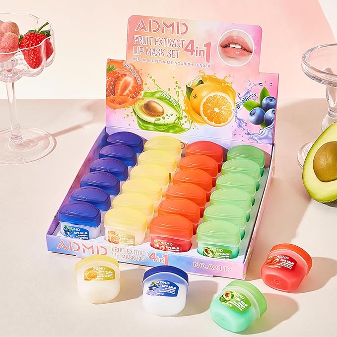 24-Pack Lip Balm Bulk Assorted Fruit Lip Care Products Set Hydrating, Lip Mask Multi Pack Moisturizing for Dry Lips